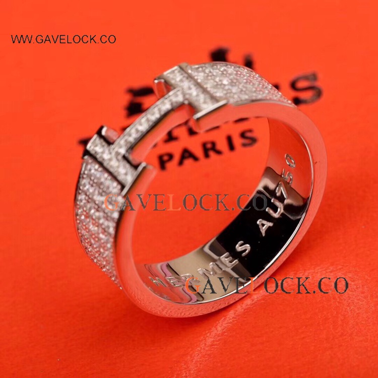 Hermes H Full Diamond Ring Fashion Style